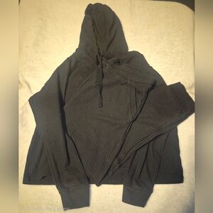 Danskin Black Ribbed Hoodie & Jogger Set